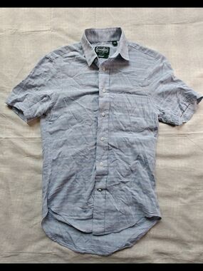 Gitman Brothers Linen Blend Light Blue Short-Sleeve Button-Down Shirt